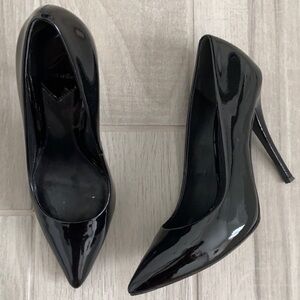 black patent heels
